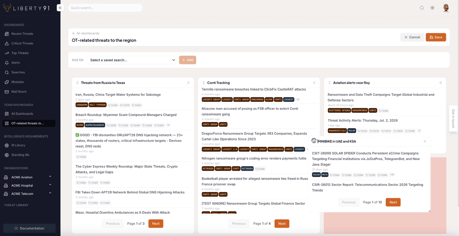 The same Team Dashboard in edit mode with a tile mid-drag being repositioned on the grid